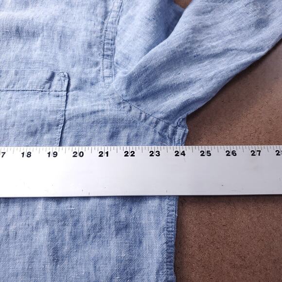 Quiksilver Waterman Button Up Shirt Mens L Blue Long Sleeve Linen Casual Preppy - Picture 4 of 12